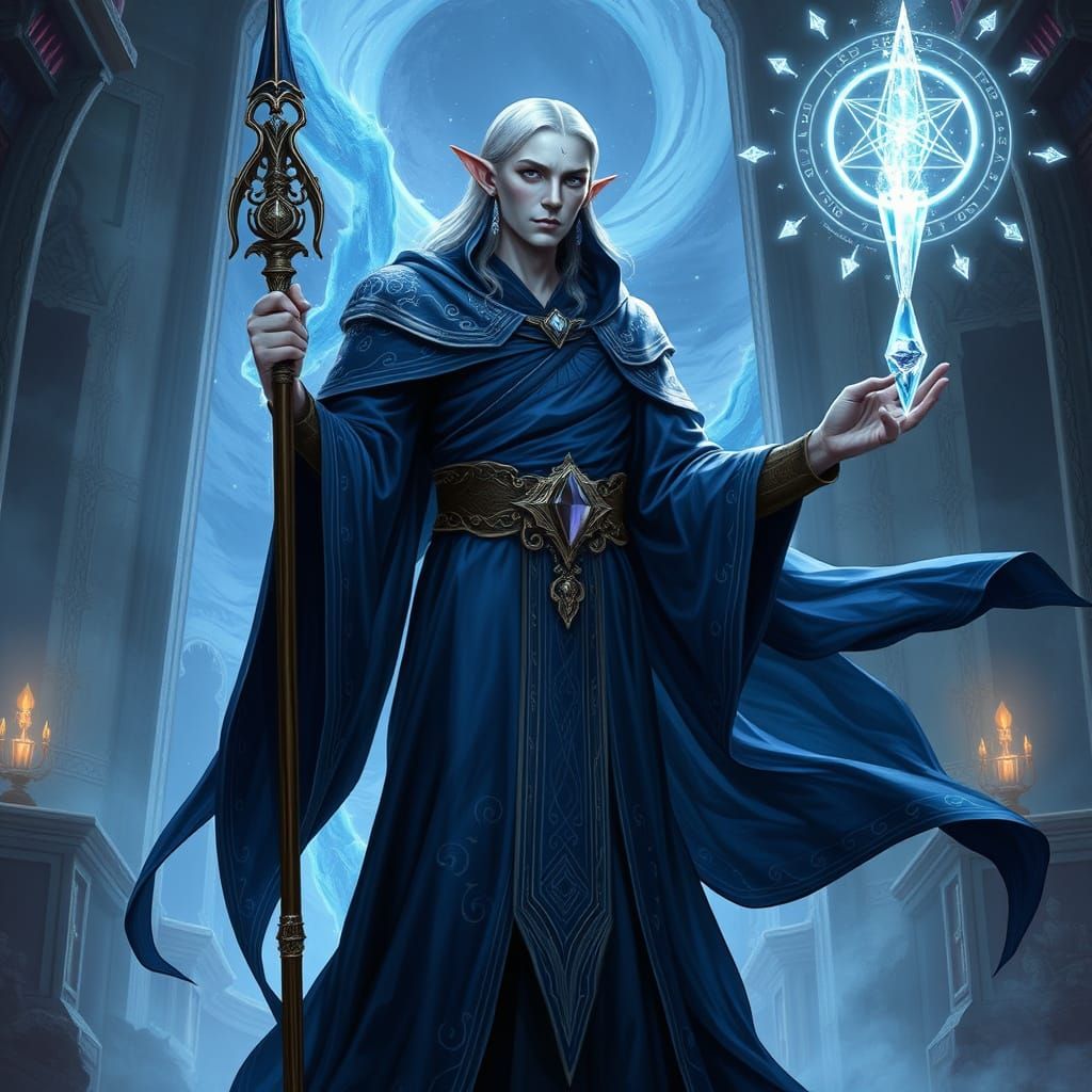 High Elf Archmage and Planar Rift in Epic Fantasy Style