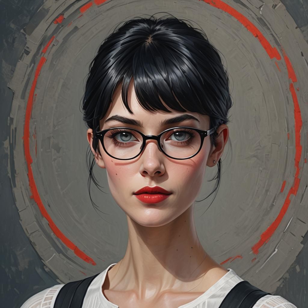 Portrait of a Beautiful Young Woman in Matte Painting Style