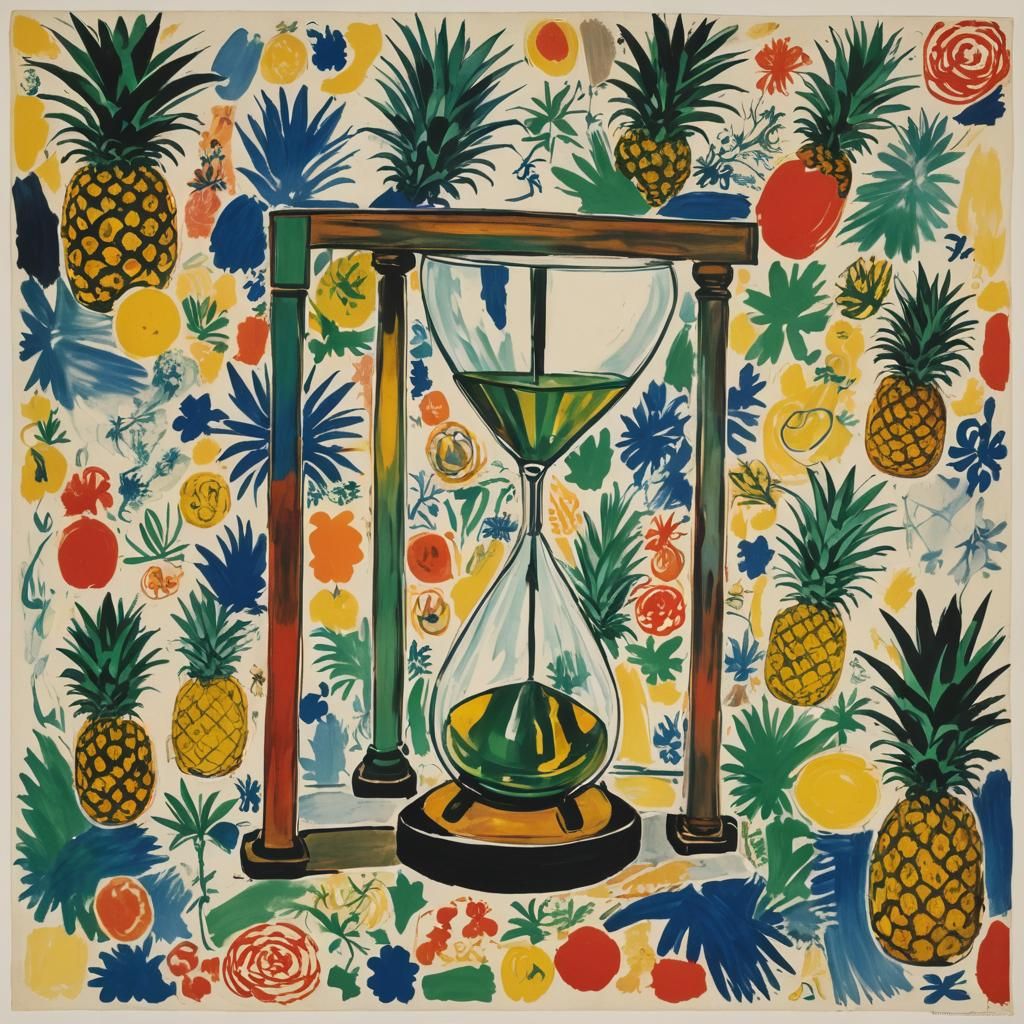 Hourglass and Pineapples: Fauvist Pop Art Still Life