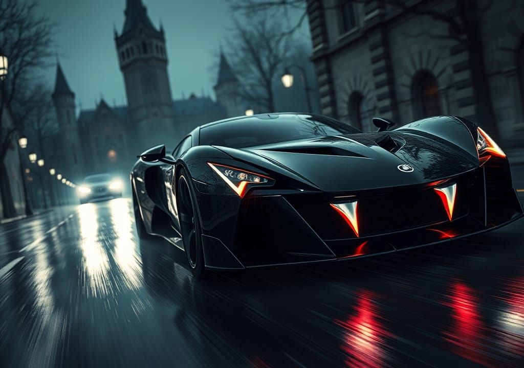 Vampire Supercar Concept Art in Dracula Aesthetic