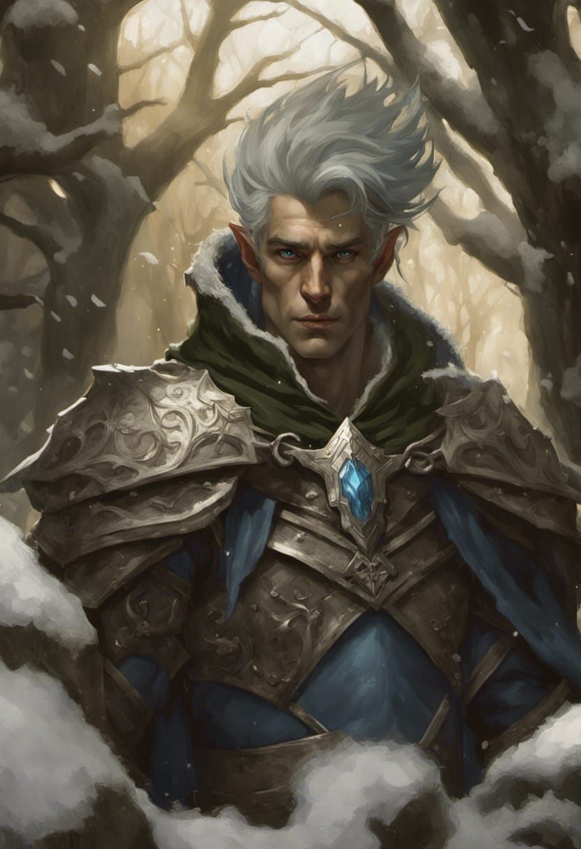 Fantasy Winter Elf with Ice Circlet, Hyperdetailed Art