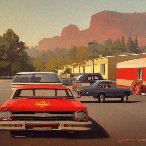 Retro Communist Flat in Oil Painting Style