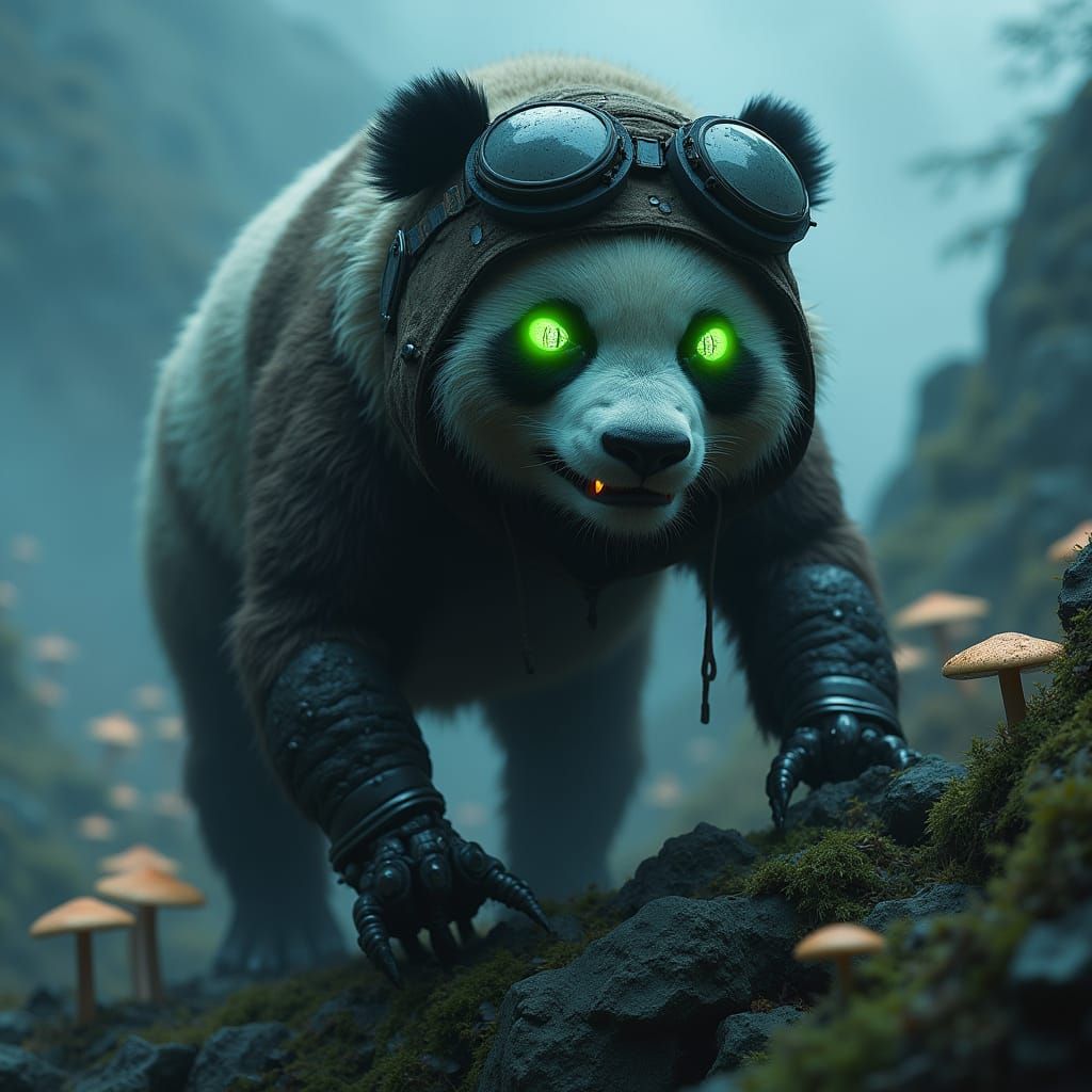 Panda Pilot in Cyberpunk Gear