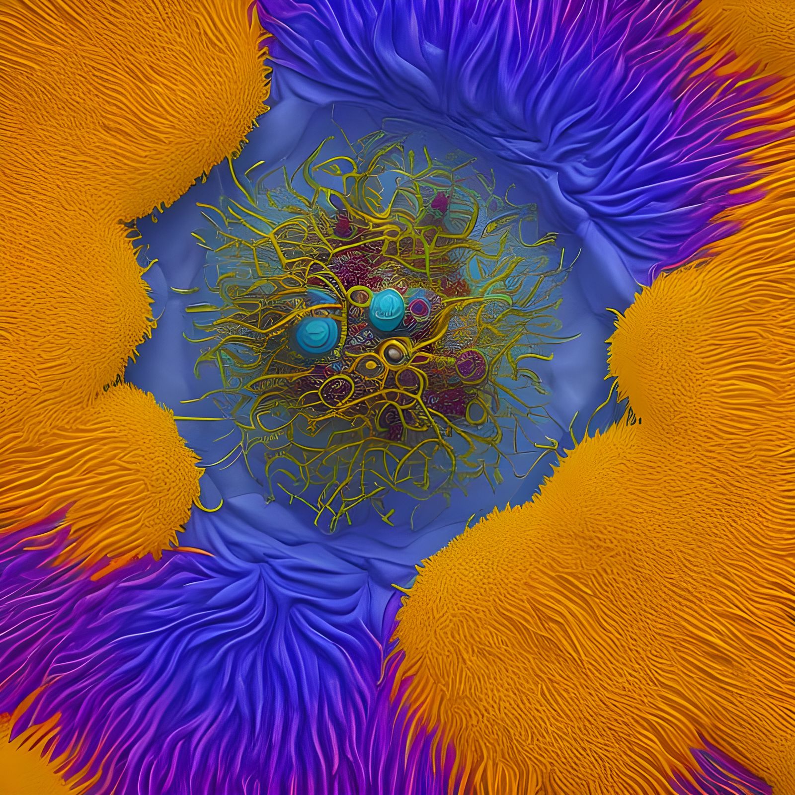 Hyperbolic Flower Close-Up in Generative Art Style
