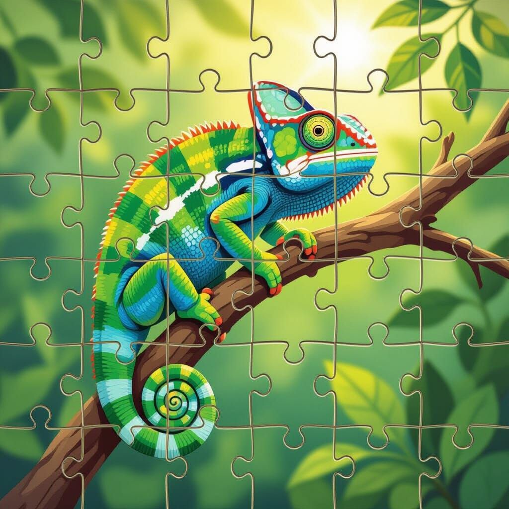 Whimsical Chameleon Jigsaw Puzzle Art