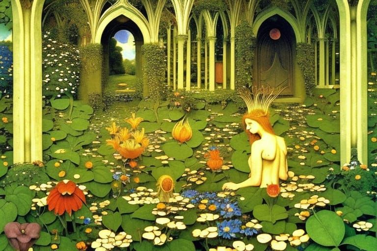 Exquisite Garden Flowers with Gothic Architecture