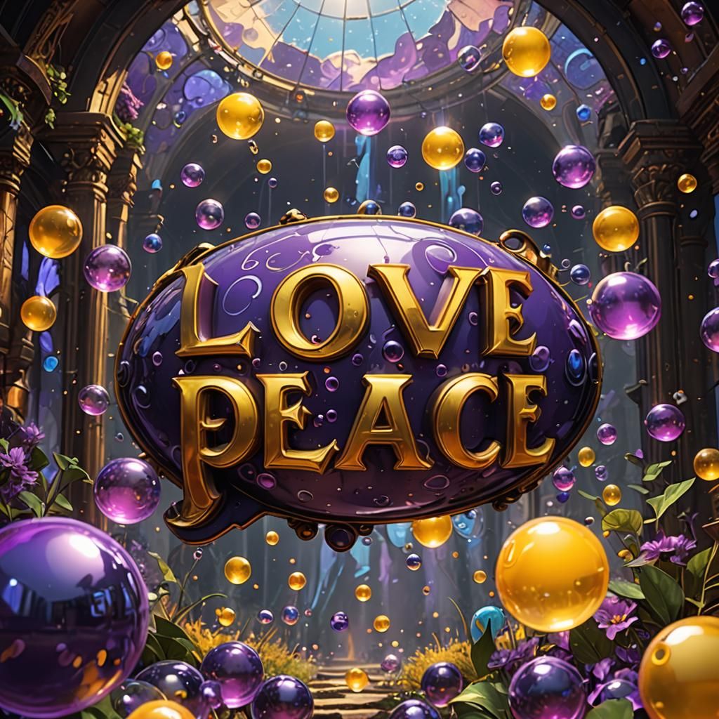 Love and Peace Bubbles, Art Nouveau Style