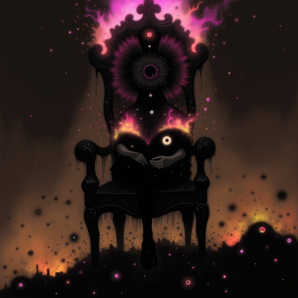 Death on Gothic Throne in Fiery Inferno