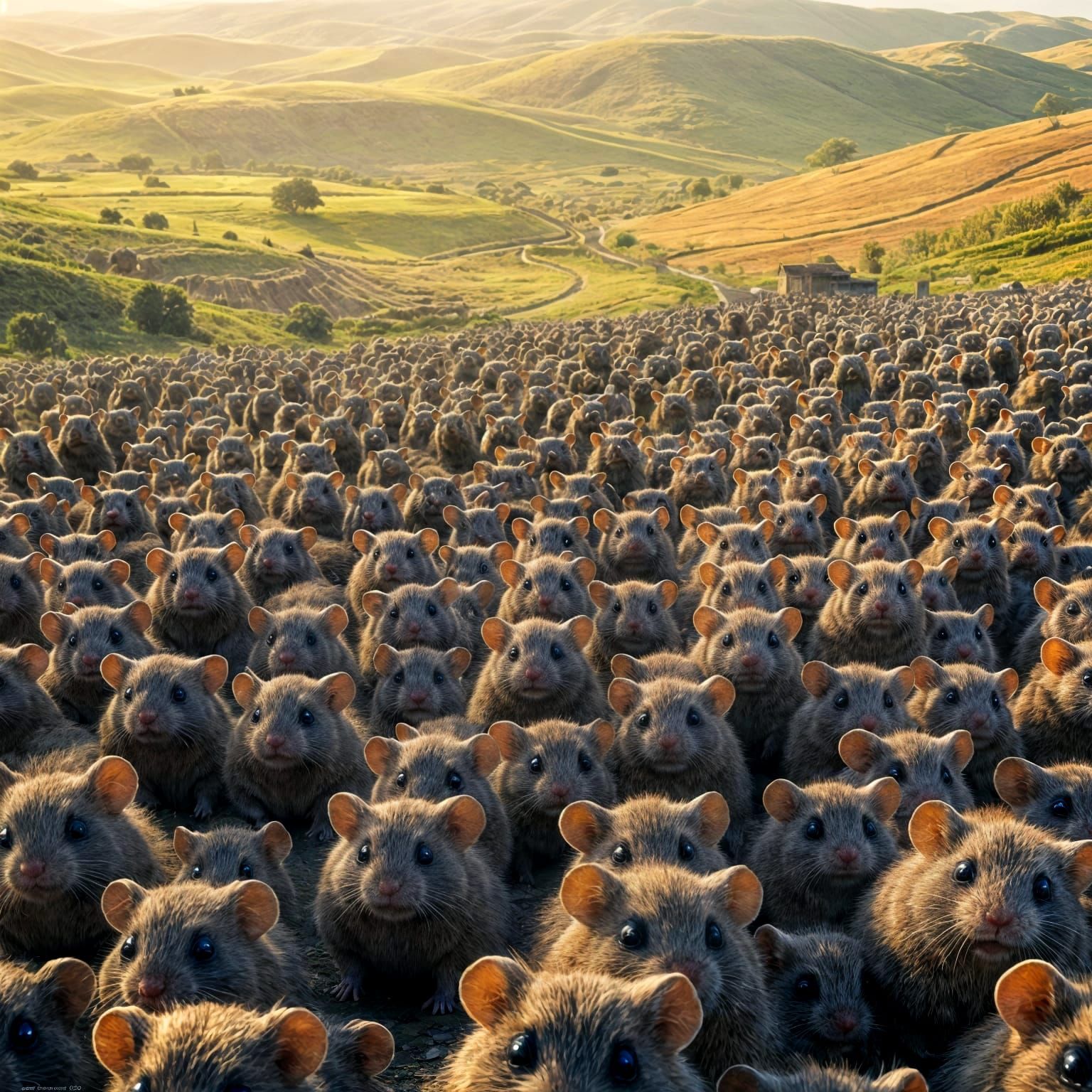 Countryside Hamster Army: Detailed Matte Painting