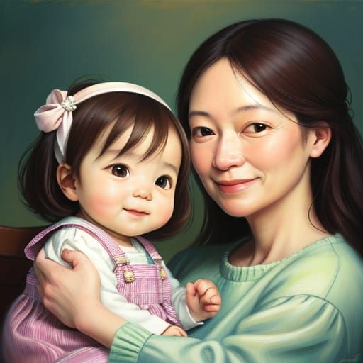 Whimsical Motherly Love in Soft Pastel Hues