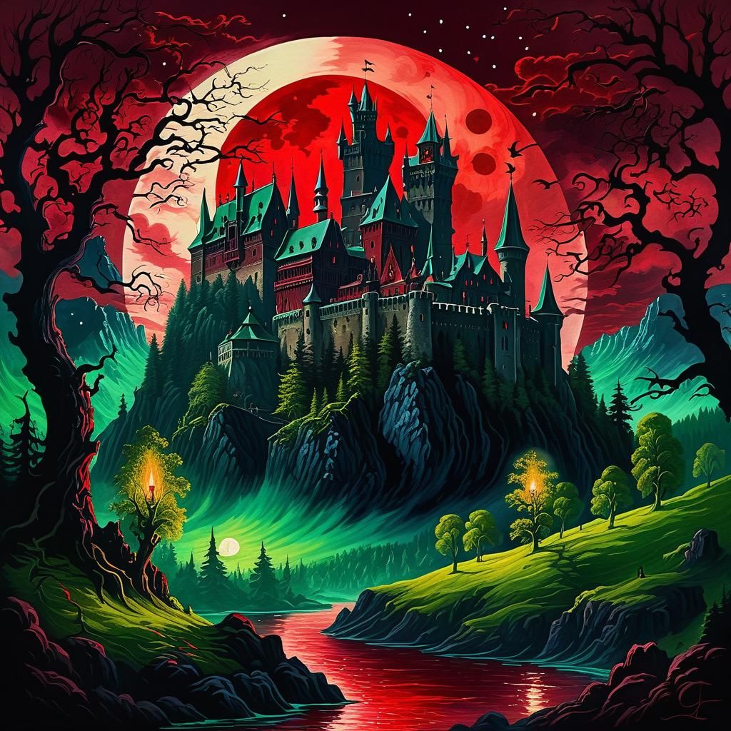Dracula's Castle: Cinematic Occult Illustration
