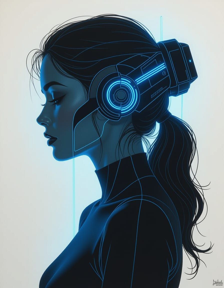 Neon Silhouette in Futuristic 3D Style