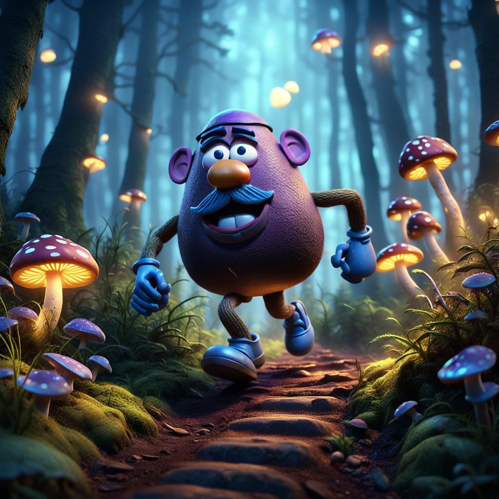 Mr. Potato Head in the magical forest