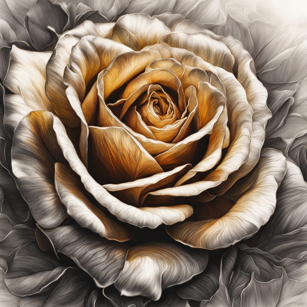 Rose in Bas-Relief: Hyper-Realistic Digital Art