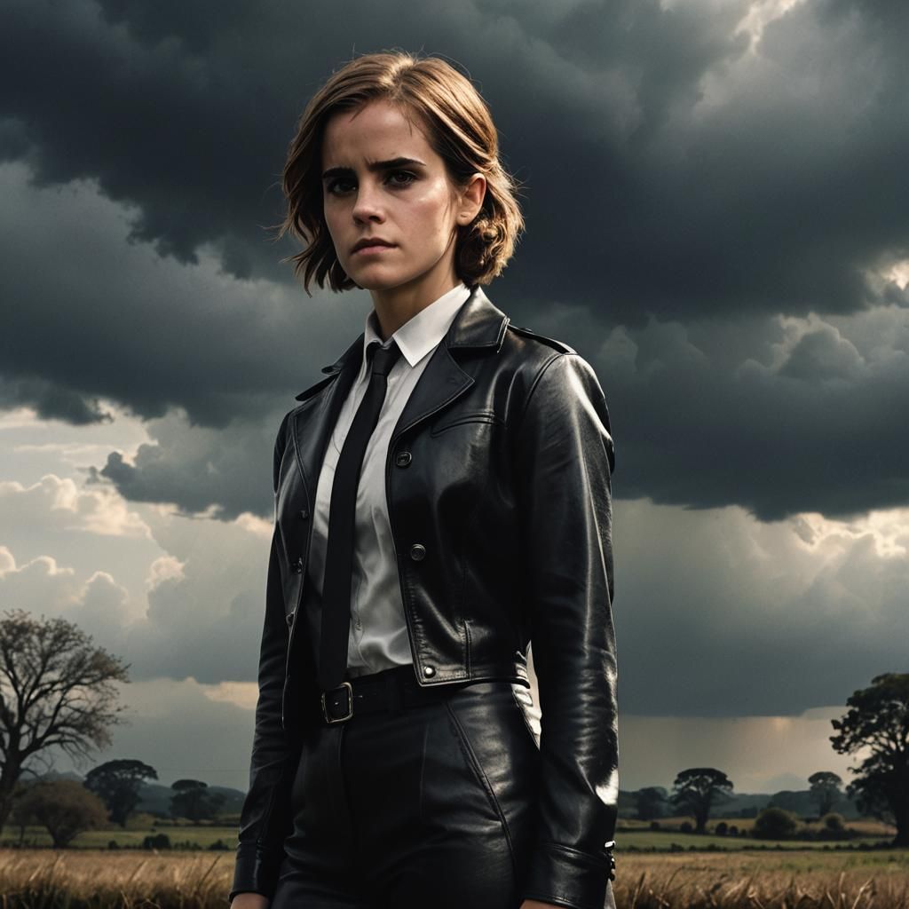 Emma Watson as a Military Officer in Film Noir Style