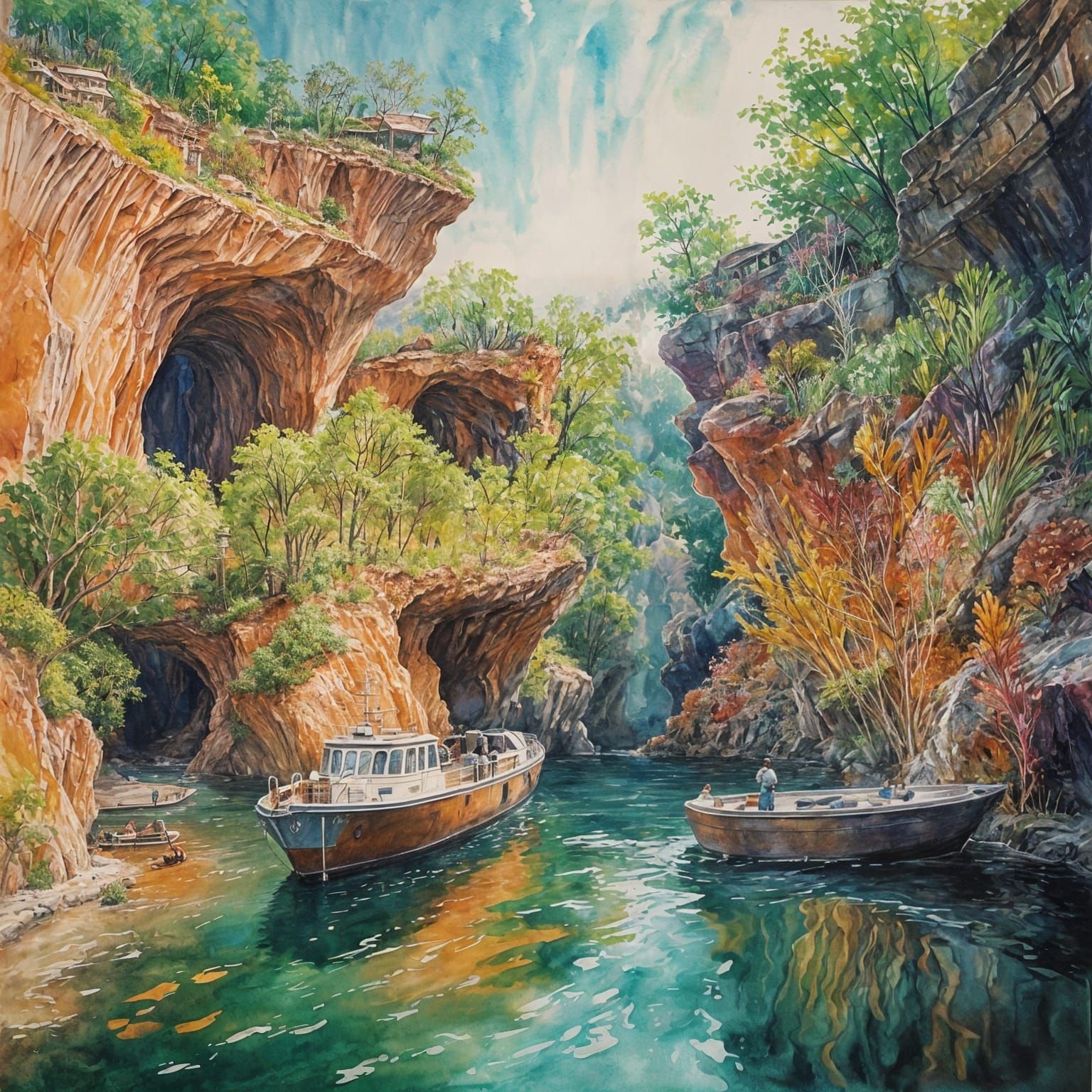 Underwater City Built into Coral Reefs as Impasto Painting