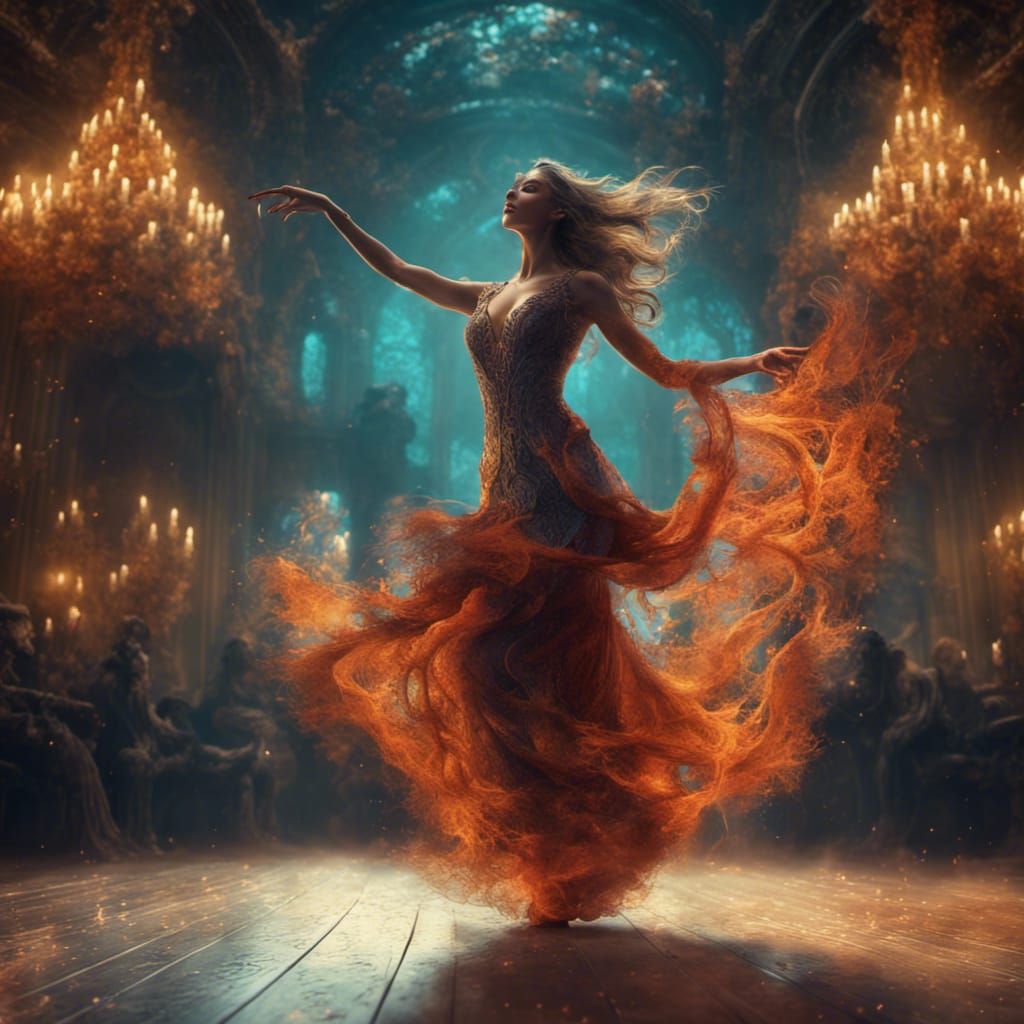 Elegant Woman Dancing on Stage: Hyperdetailed Concept Art