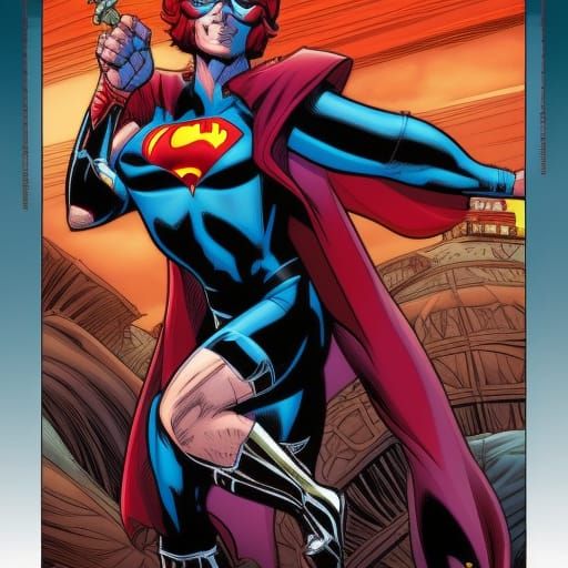 Dynamic Comic Book Superhero of Destruction