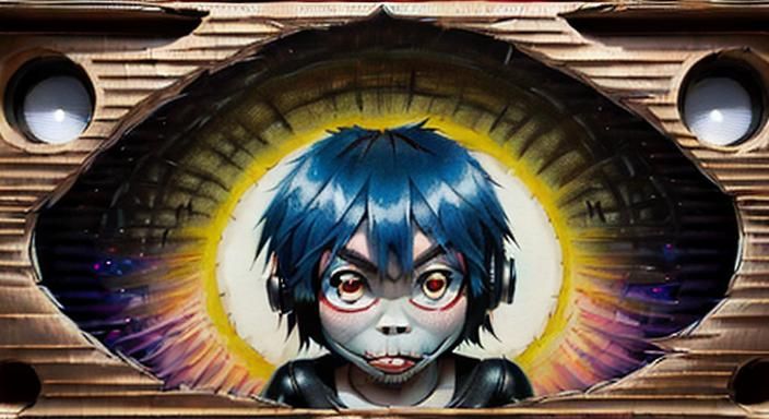 Surreal Cardboard Graffiti Drawing with Airbrush Accents