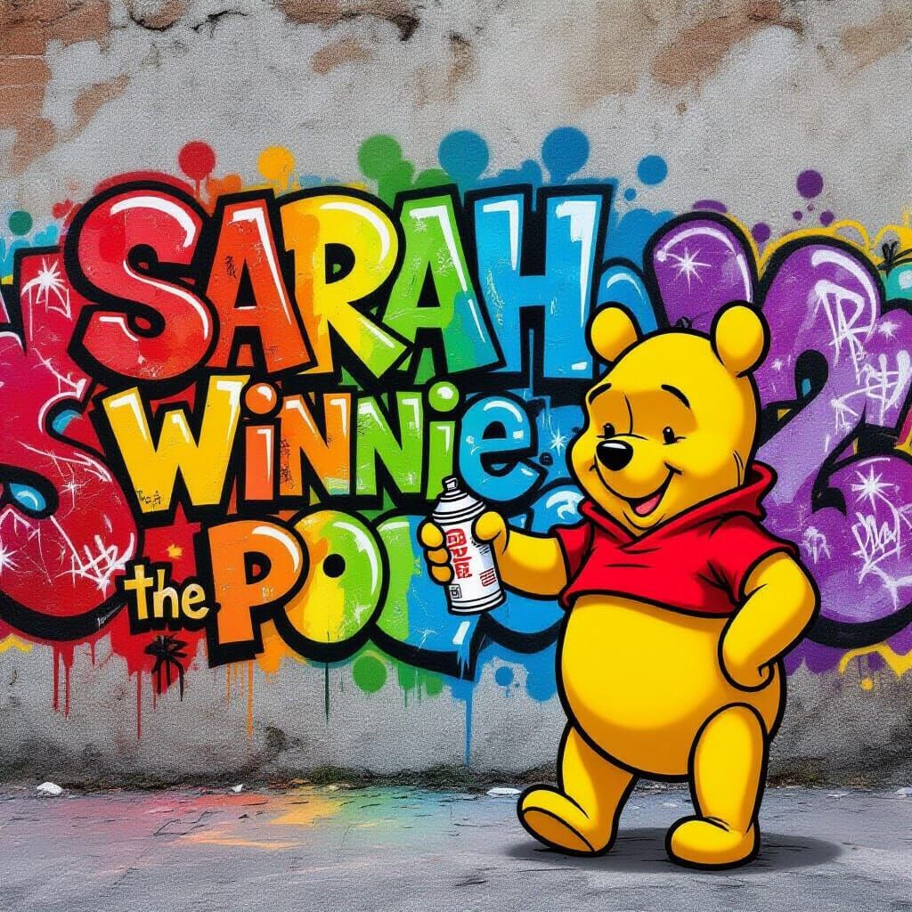 Colorful Graffiti Art Featuring Winnie the Pooh