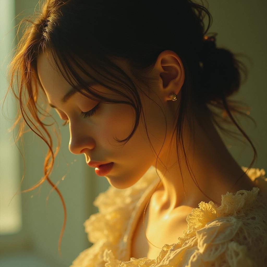 Woman in Golden Light: A Surreal Portrait