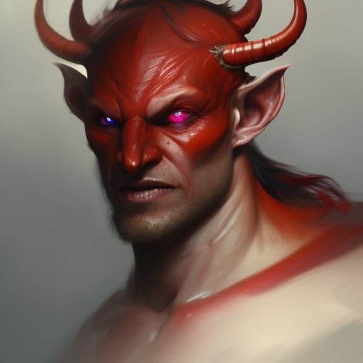 Hyperdetailed Tiefling with Wings in Dark Fantasy Style