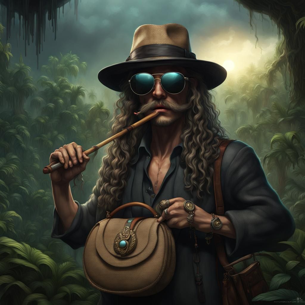 Burlap Bag Smoker in Dark Fantasy Rainforest