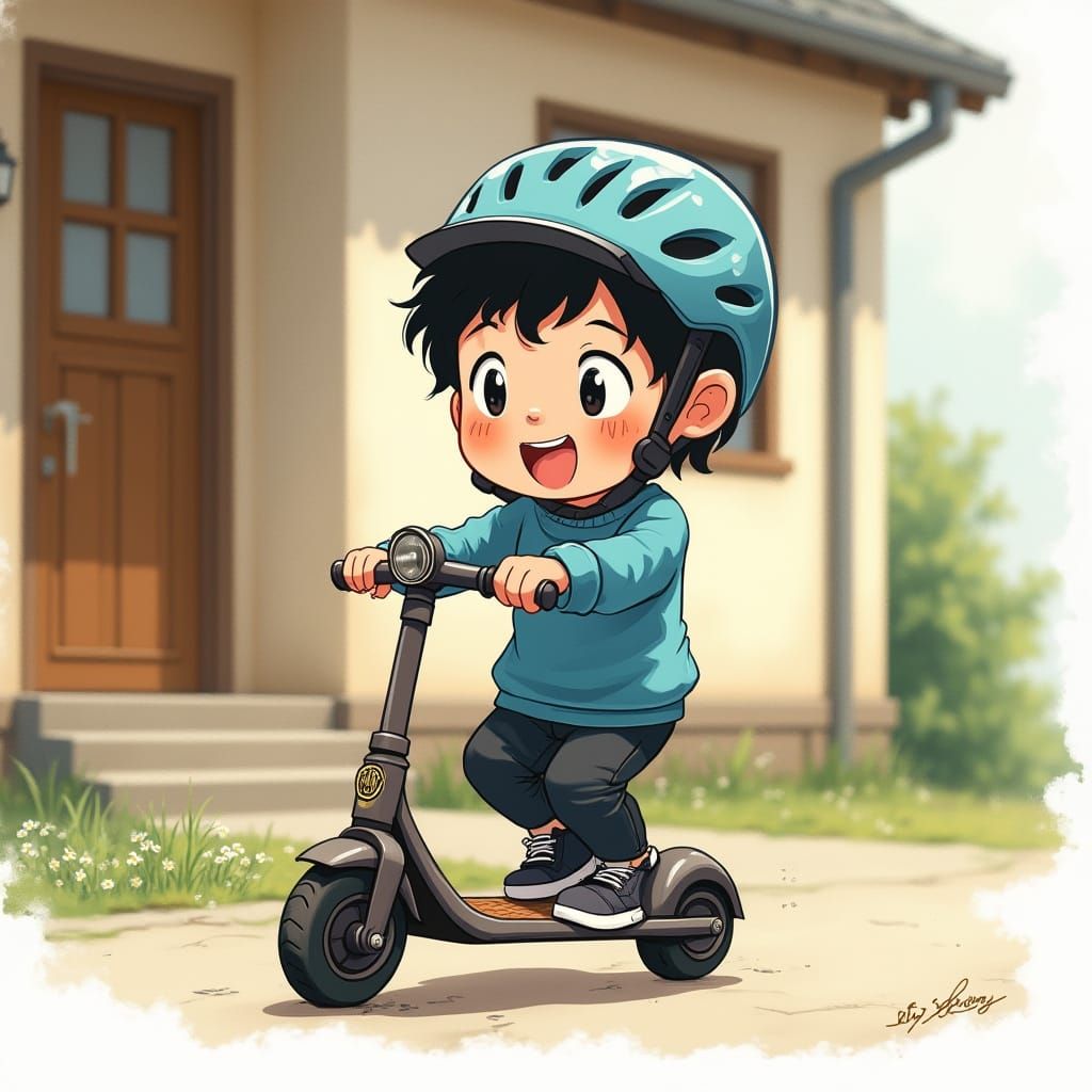 Adorable Boy's Determined Grin Amidst Adventure