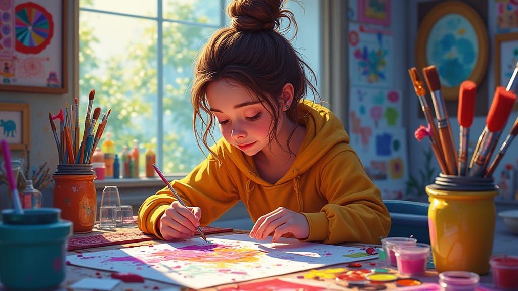 Colorful Studio: A Creative Person's Vibrant Illustration