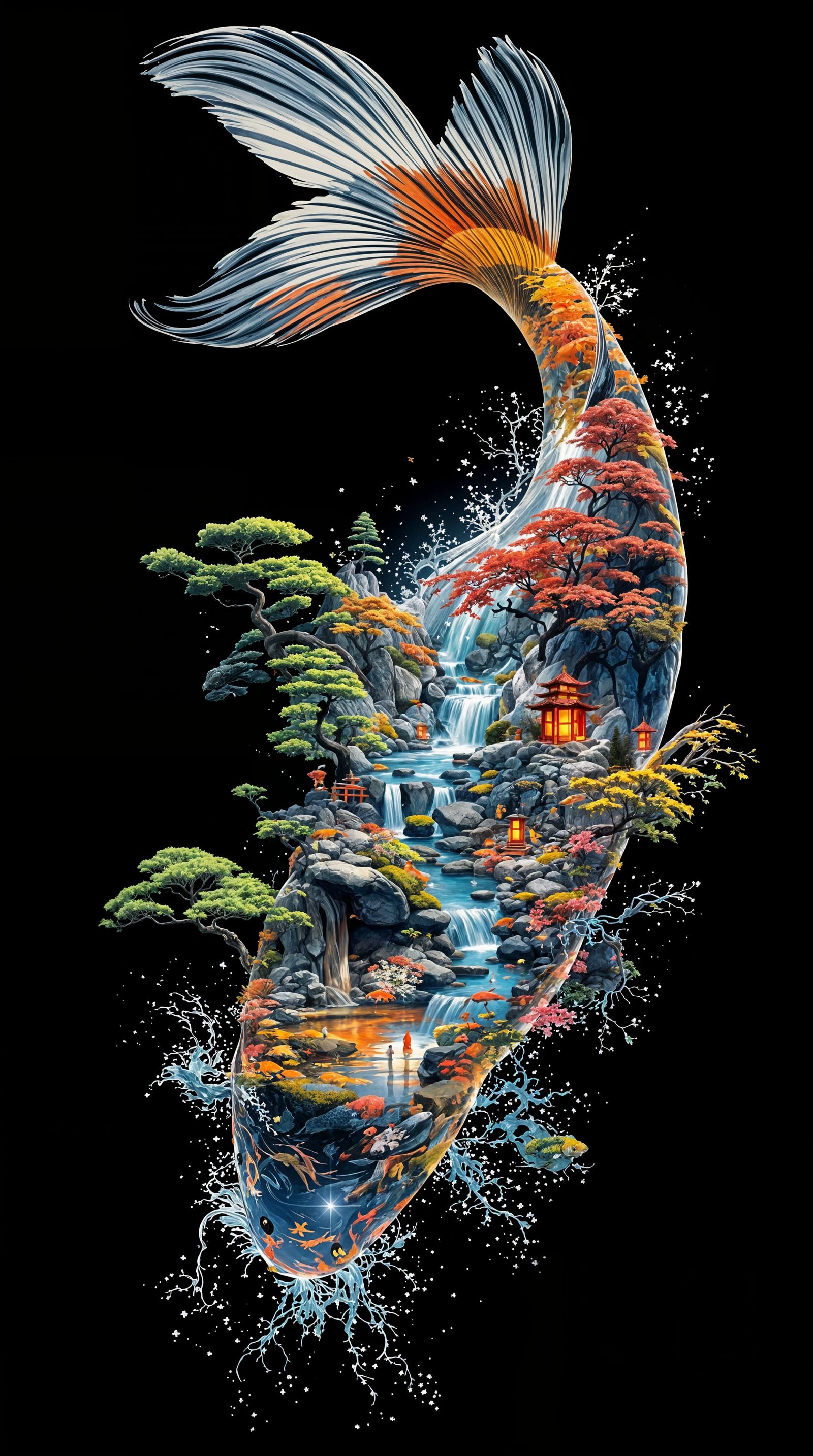 Mystical Koi Fish Reveals Fantastical Garden World