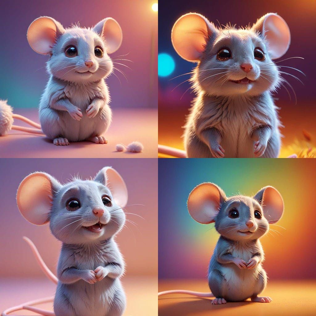 Detailed 3D Anime Art of a Shy Mouse