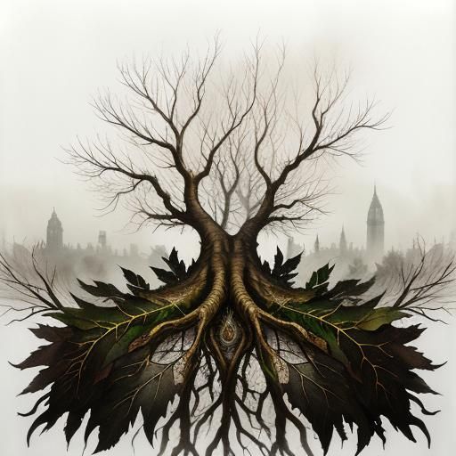 Surreal Root Creature in Double Exposure London