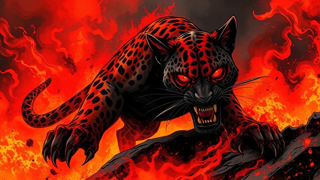 Smokey Fire Leopard Attack in Borderlands Style