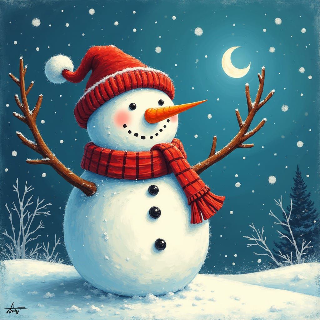 Vibrant Pop Art Christmas Snowman Captures Festive Cheer