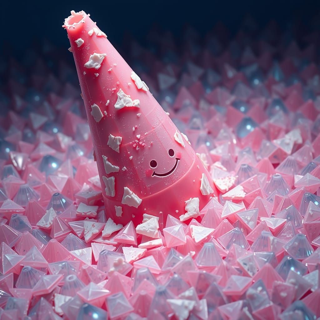 Melting Char Grilled Cone Sculpture