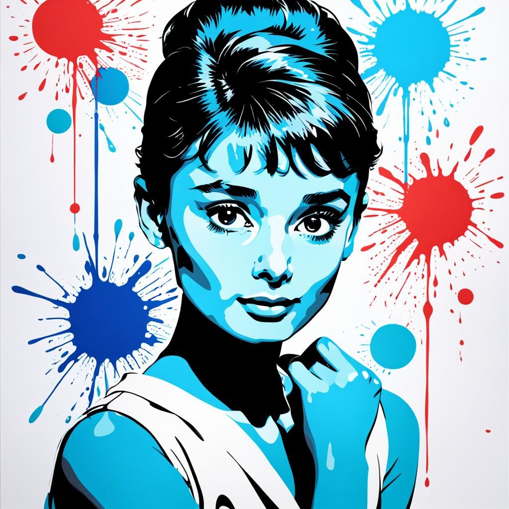 Audrey Hepburn Pop Art Screen Print