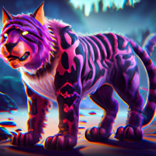 Fantastical Purple Tiger in Detailed Matte Painting