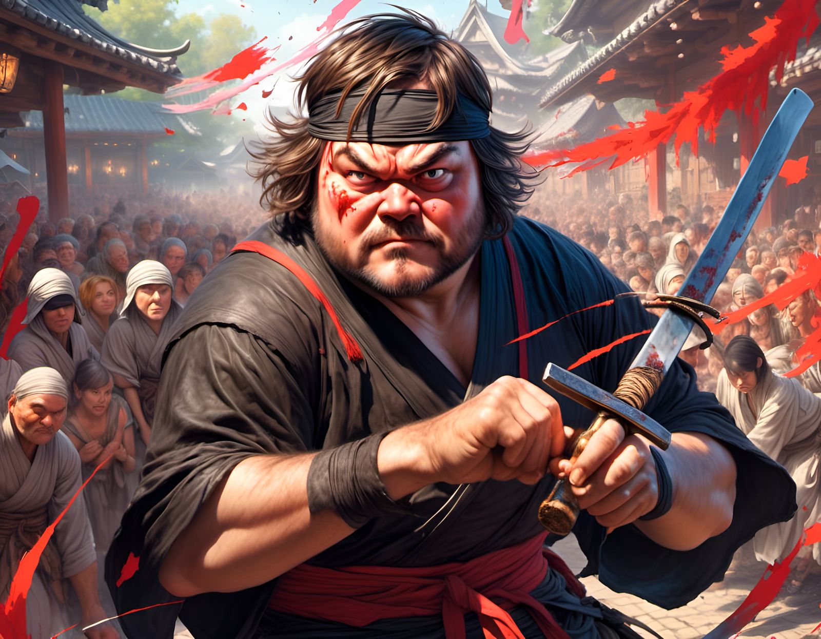 Jack Black as Ninja: Digital Art Portrait