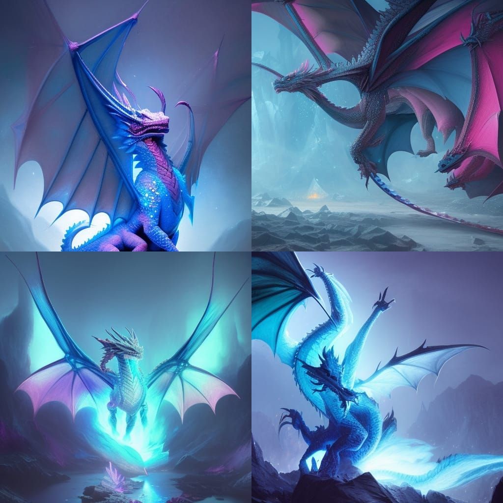 Crystalline Dragon in Dark Fantasy Style
