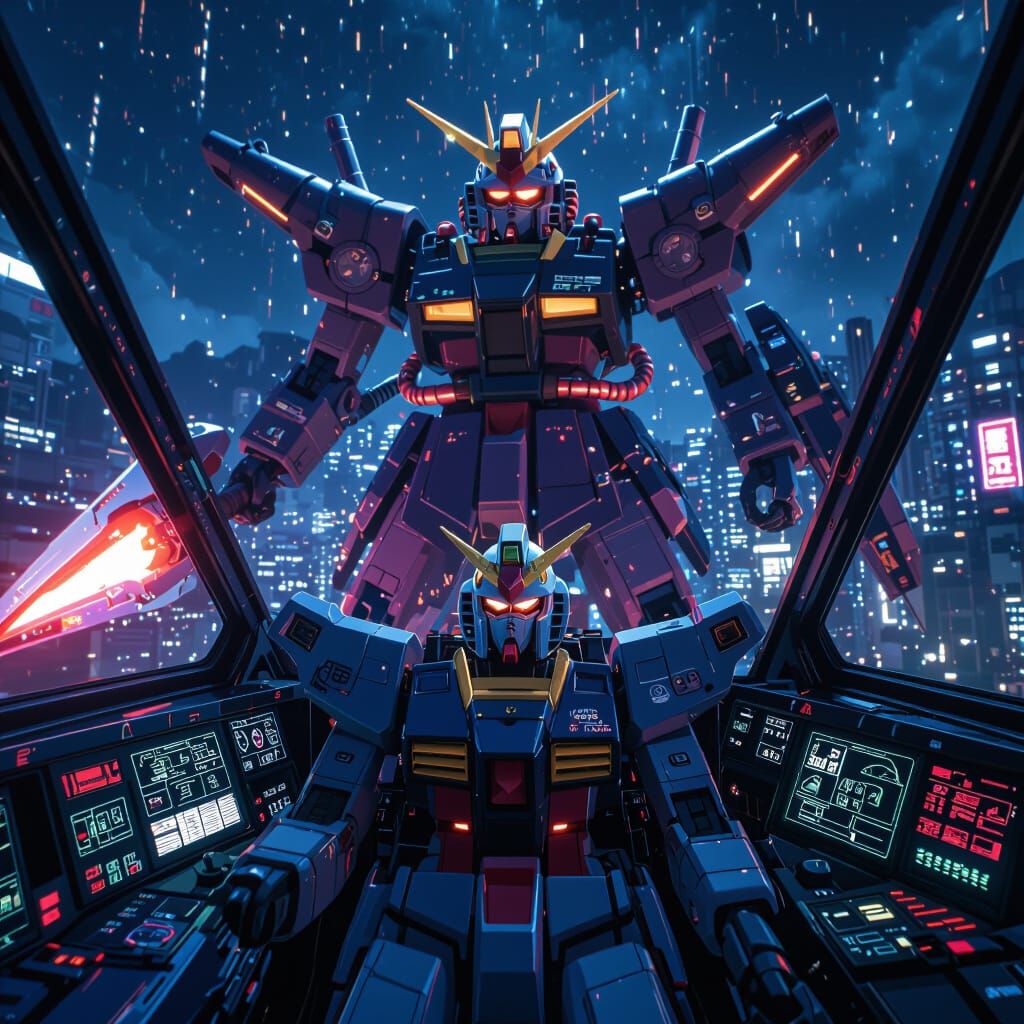 Gundam Cockpit View: Zaku Attack in 3D Anime Style