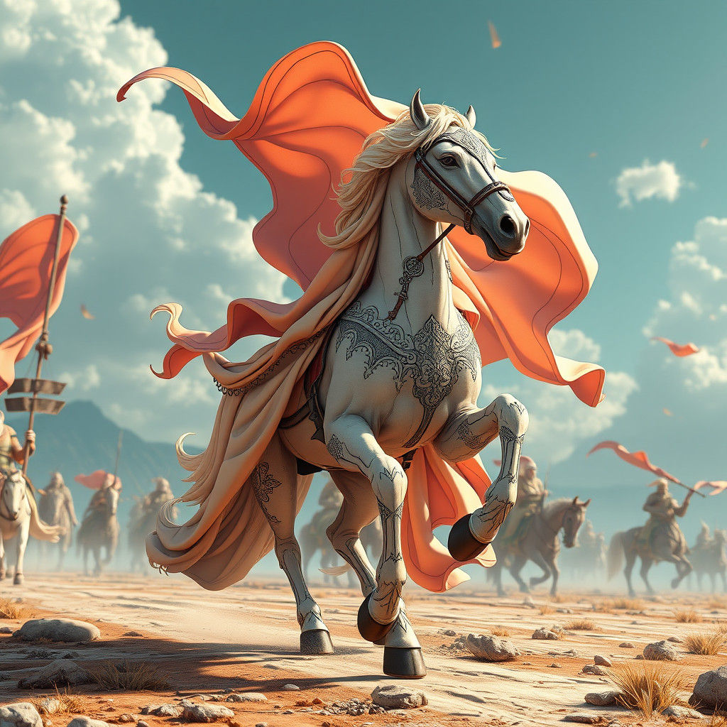 Centaur Leads Procession in 3D Anime Art