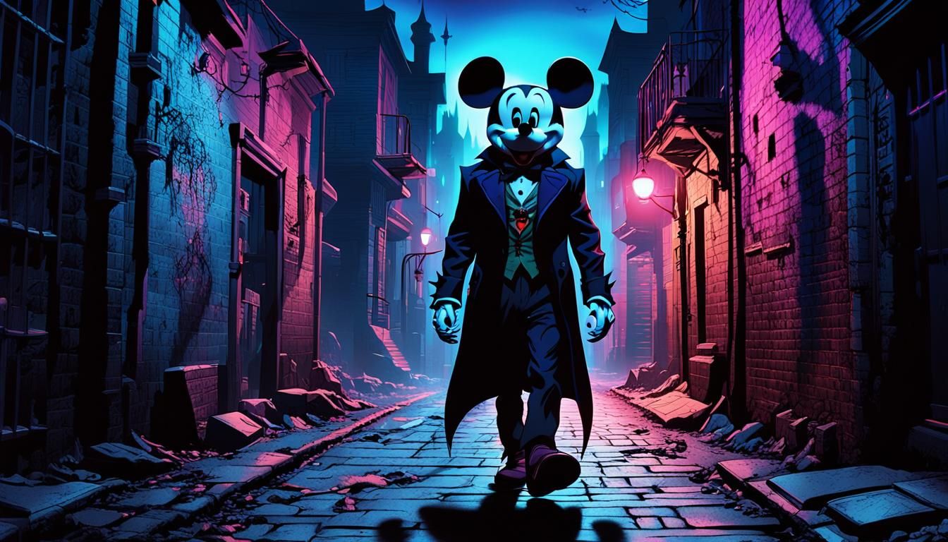 Vampire Mickey Mouse in Gotham: Fluro-Zombiecore Horror
