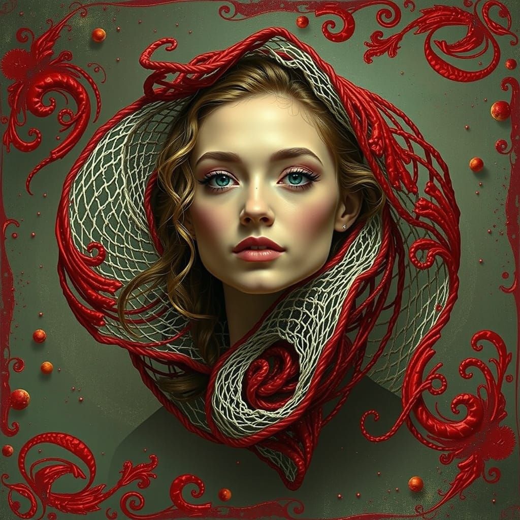 Abstract Swirling Red Forms