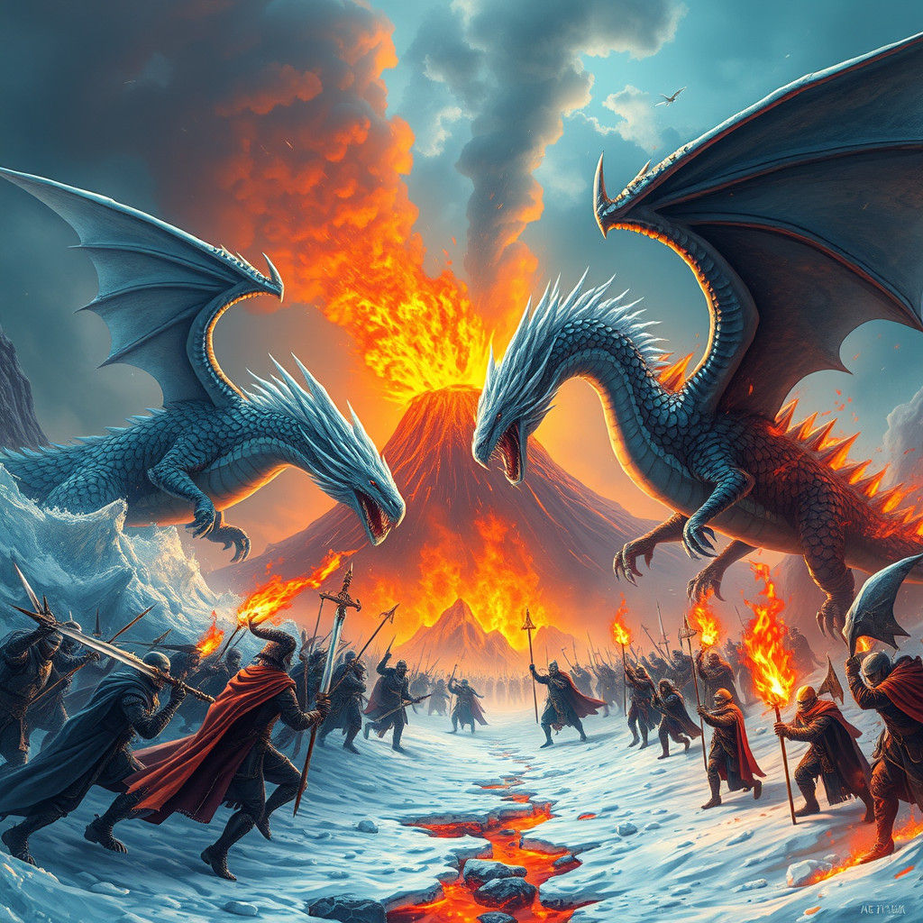 Ice Dragon vs Fire Dragon Epic Battle