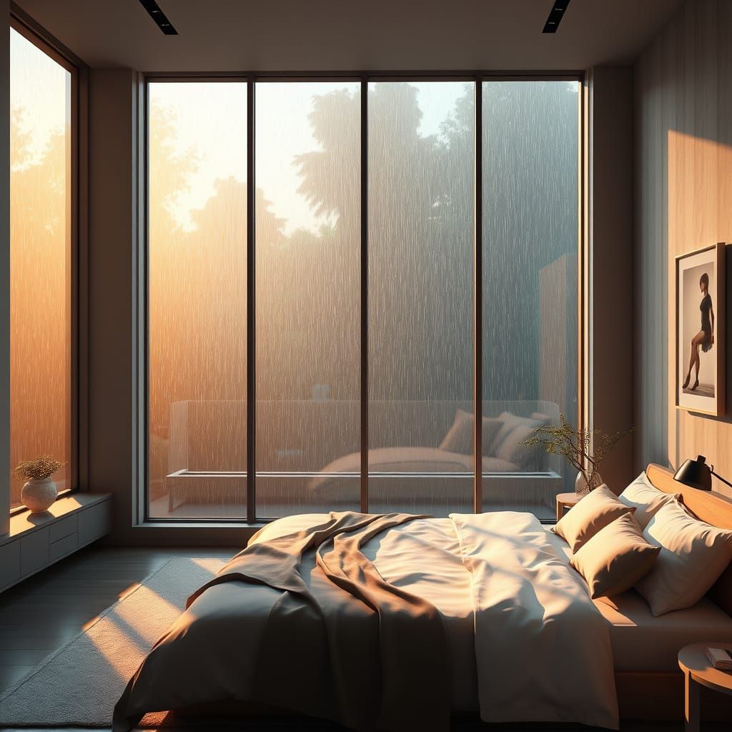 Serene Modern Oasis with Rainy Day Wonder