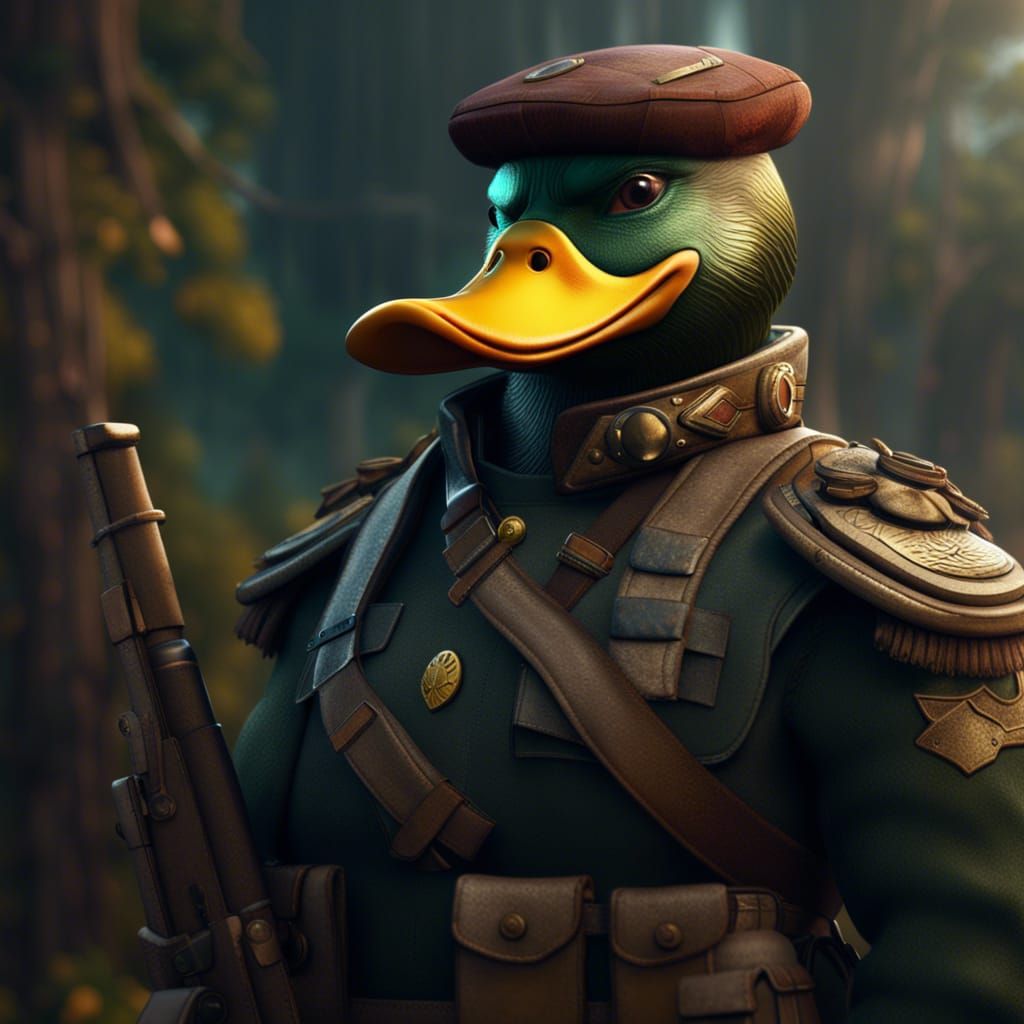 Duck Soldier in Detailed Matte Painting