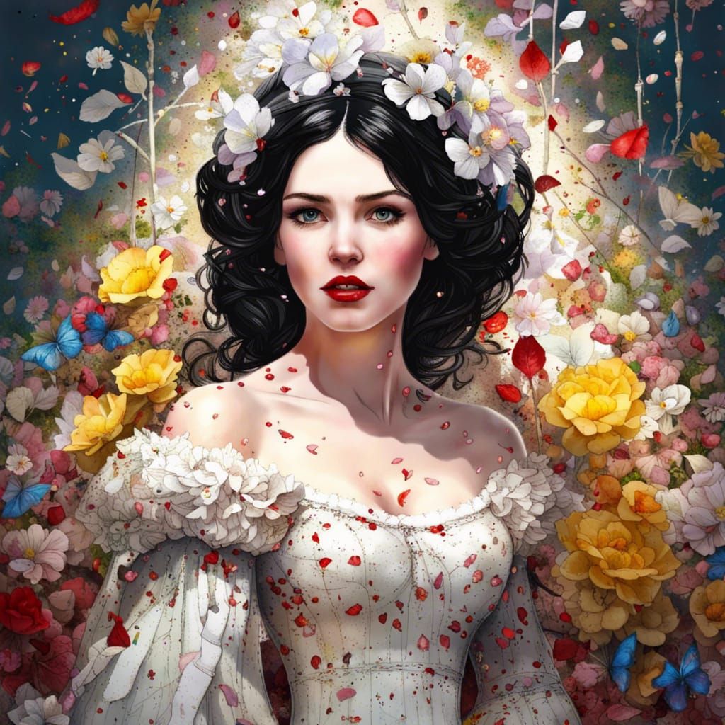 Princess Snow White in Flower Petal Dress