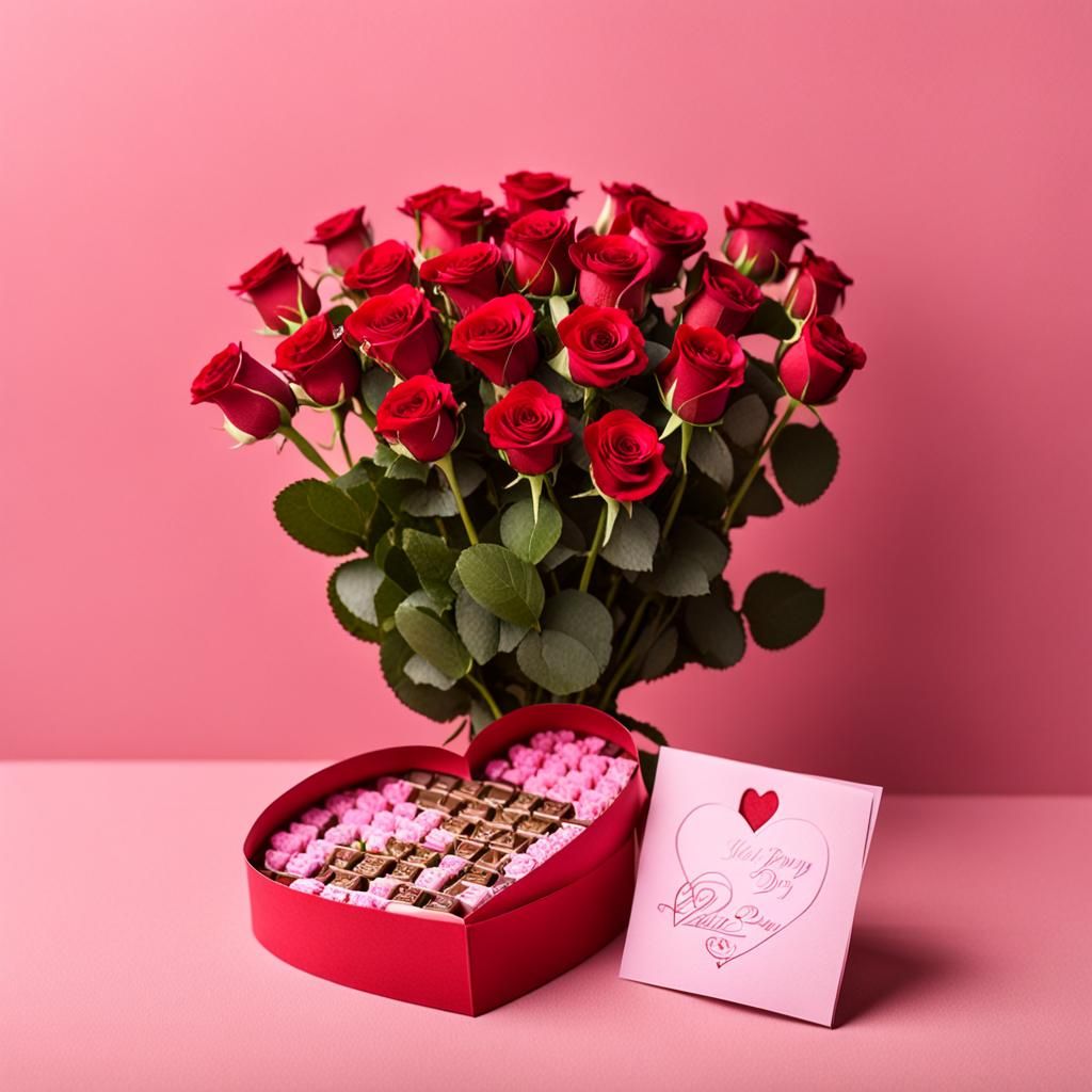 Valentine's Day Chocolate Box with Roses