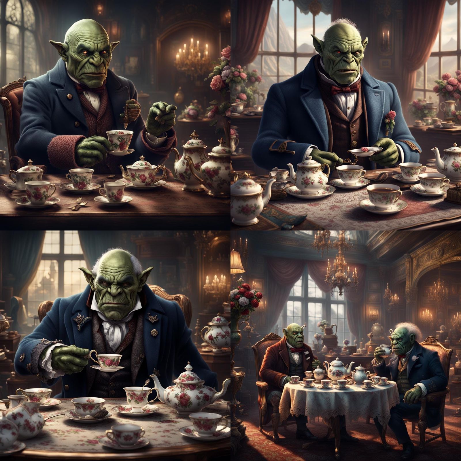 Orcish Gentleman's Tea Party: A Digital Matte Painting