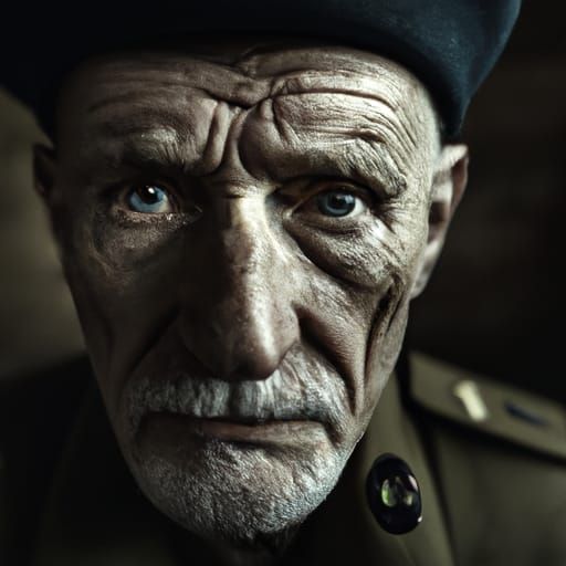 Sorrowful Soldier Portrait with Ambient Lighting